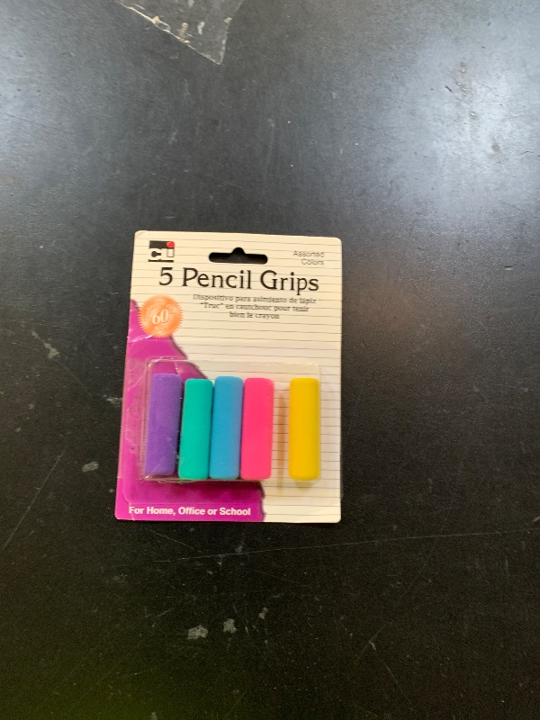 Photo 1 of Charles Leonard Soft Cushioned Foam Pencil Grips, Assorted Colors, 5-Pack (80805)