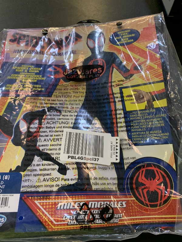 Photo 1 of Marvel Miles Morales: Spider-Man Official Youth Deluxe Zentai Costume - Stretch Spandex with Hidden Zippers, Wrist Slits (M) Multi