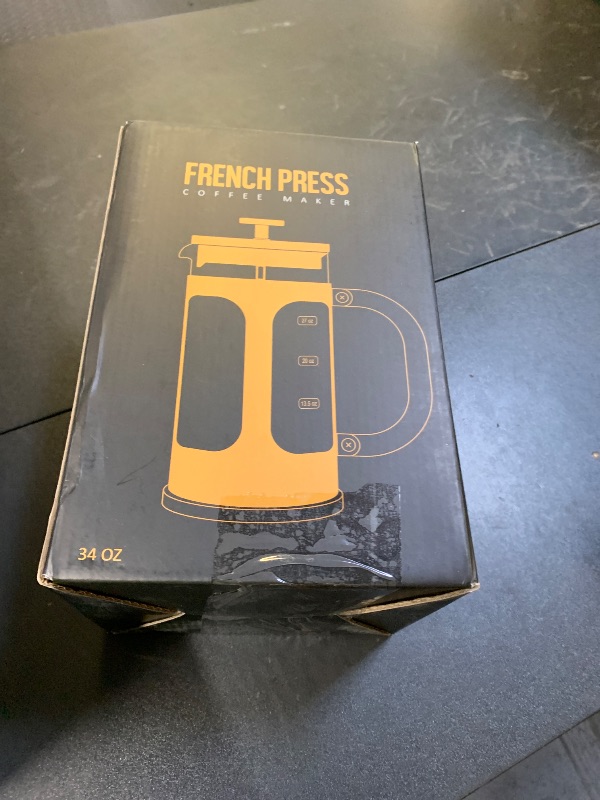 Photo 1 of BAYKA French Press Coffee Maker 34 Ounce 1 Liter, Borosilicate Glass Stainless Steel Brewer, Large Portable Cold Brew Cafetera Teapot for Kitchen Travel Camping Coffee Bar Accessories, Dark Pewter