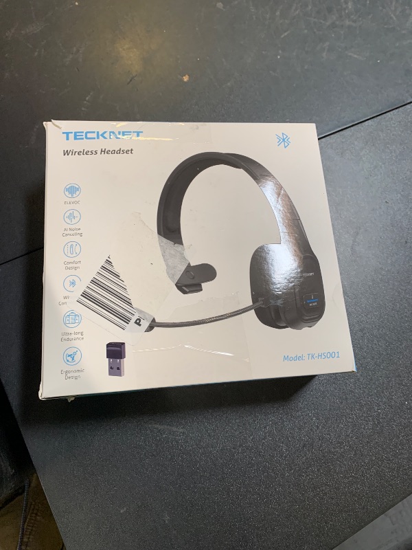 Photo 1 of TECKNET Trucker Bluetooth Headphones with Microphone Noise Canceling Wireless On Ear Headset, Hands Free Wireless Headset for Cell Phone Computer Office Home Call Center Skype (Black)
