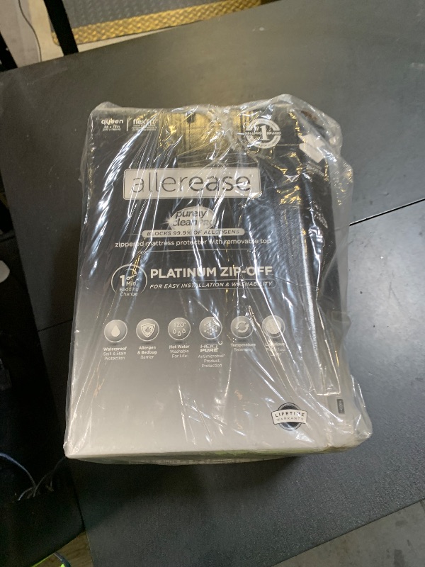 Photo 1 of AllerEase Platinum Zip-Off Top Waterproof Mattress Protector Queen Size 360 Degree Zipper Allergen Barrier Temperature Balancing Luxurious Plush Top Separately Machine Washable Mattress Cover (White)