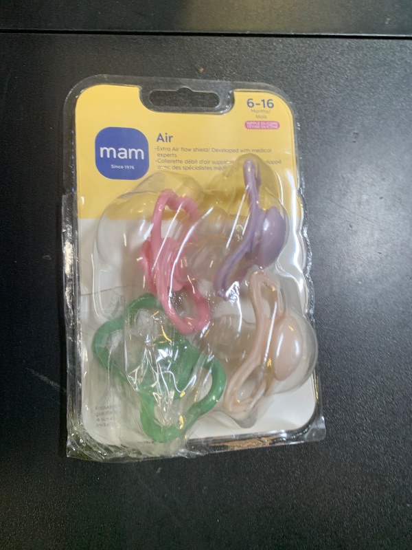 Photo 1 of MAM Air Matte Pacifiers, for Sensitive Skin, 6+ Months, Best Pacifier for Breastfed Babies, Girl Pacifiers, 6-16 Months, 4 Count (Pack of 1)