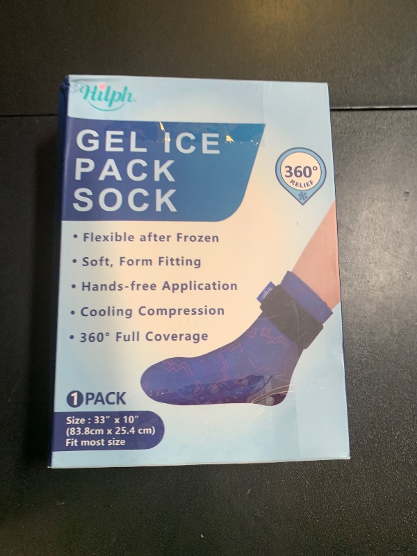 Photo 1 of Hilph Full Foot Ice Pack Gel Sock for Hot & Cold Therapy - Reusable Cooling Sock for Toe Pain, Plantar Fasciitis & Hot Feet - Easy Slip On Design for Chemotherapy, Postpartum Recovery, 1-Pack, Blue