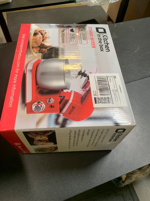 Photo 1 of Stand Mixer, Kitchen in the box 3.2Qt Small Electric Food Mixer,6 Speeds Portable Lightweight Kitchen Mixer for Daily Use with Egg Whisk,Dough Hook,Flat Beater (Red)