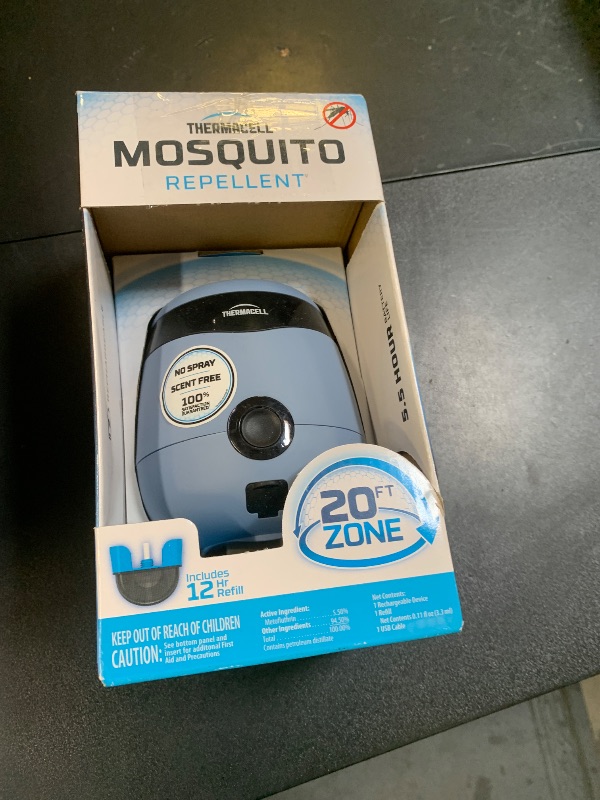 Photo 1 of Thermacell E55 E-Series Rechargeable Mosquito Repeller with 20' Mosquito Protection Zone; Blue; Includes 12-Hr Repellent Refill; Bug Spray Alternative; Scent Free; No Candle or Flame