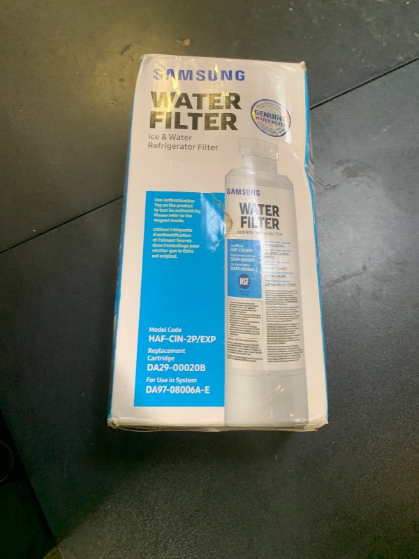 Photo 1 of SAMSUNG Genuine Filters for Refrigerator Water and Ice, Carbon Block Filtration for Clean, Clear Drinking Water, DA29-00020B-2P, 2 Pack