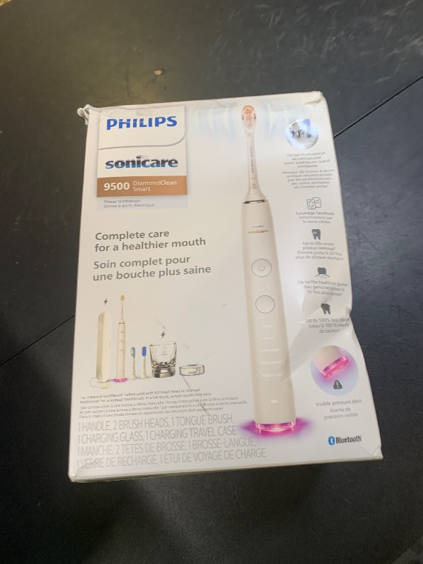 Photo 1 of Philips Sonicare DiamondClean Smart 9500 Electric Toothbrush, Sonic Toothbrush with App, Pressure Sensor, Brush Head Detection, 5 Brushing Modes and 3 Intensity Levels, White, Model HX9923/01