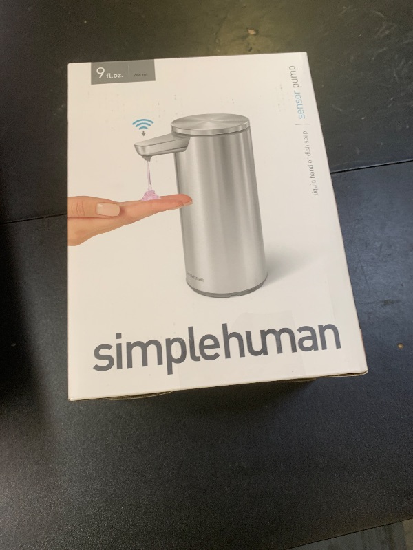 Photo 1 of simplehuman 9 oz. Touch-Free Automatic Rechargeable Sensor Pump, Brushed Stainless Steel, New