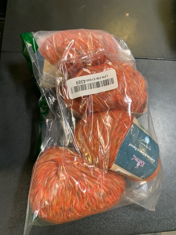 Photo 1 of Cotton Alpaca Tweed Alpaca Yarn for Crocheting, 4-Pack (588Yds / 200G), Free Patterns - Tweed Yarn for Knitting - 3 DK Light Worsted Weight - Orange Pumpkin