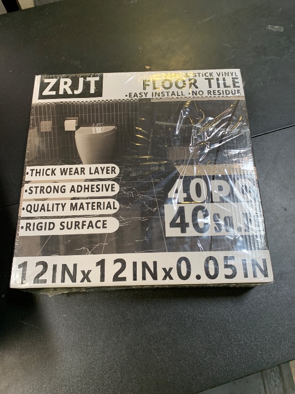 Photo 1 of 40-Pack Peel and Stick Floor Tiles Vinyl Floor 12 x 12 inch Self Adhesive Waterproof Glossy Flooring Planks DIY for Bathroom, Kitchen, Living Room, RV, Cover 40 Sq. Ft, Polish Light Grey Marble