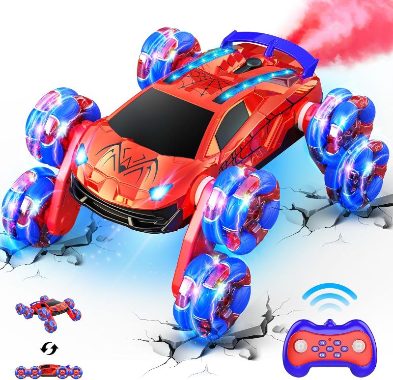Photo 1 of Remote Control Car, 8WD RC Stunt Car Kids Toys for Age 8-13 Double Sided 360° Rotating RC Cars Rechargeable Racing Drift Cars Toys for 6 7 8 9 10 11 12 13 Year Old Boy Birthday Xmas Gift
