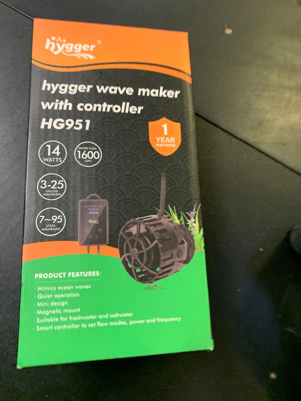 Photo 1 of hygger Mini Wave Maker Aquarium Magnetic DC Powerhead with LED Display Controller for Saltwater Tank, 1600 GPH Aquarium Water Circulation Pump 5 to 30 Gallon Black