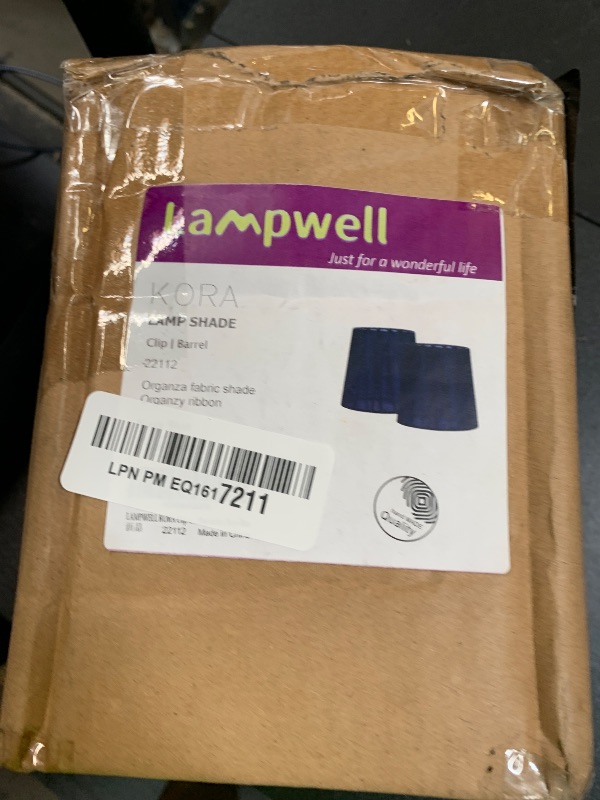 Photo 1 of LAMPWELL KORA Clip-on Small Lamp Shades for Table Chandelier Wall Lamp,Set of 2,Small Barrel,5.2"×4"×H5.2",Organzy Ribbon, Handmade,Modern Decorative,Navy Blue
