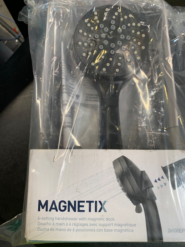 Photo 1 of Moen Engage Magnetix Matte Black Eco-Performance 3.5-Inch Six-Function Detachable Handheld Showerhead with Magnetic Docking System, 26100EPBL