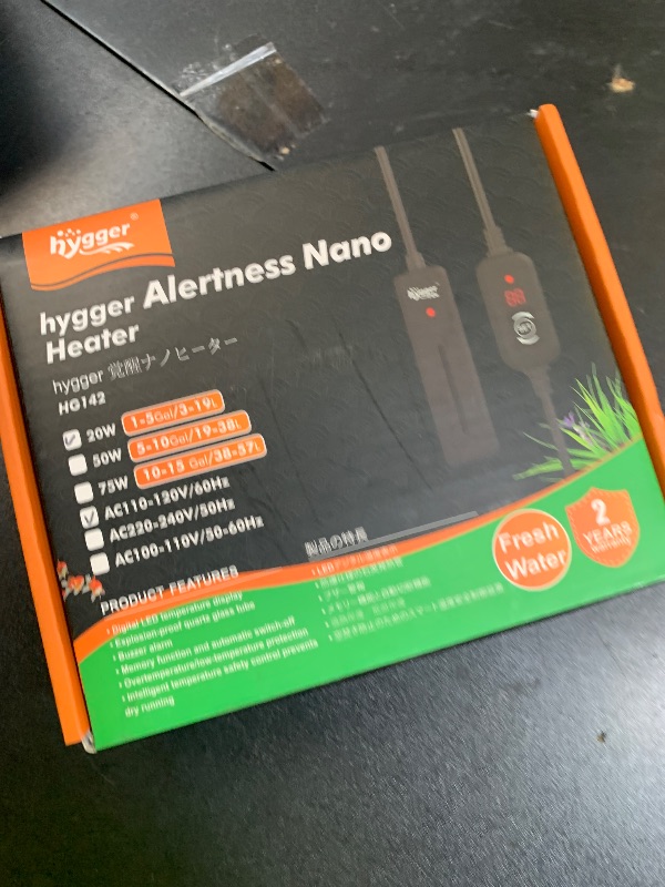 Photo 1 of hygger Mini Fish Tank Submersible Heater 20W for 1-5 Gallons Desktop Betta Aquarium Heater with Digital Display Controller Adjustable Temperature