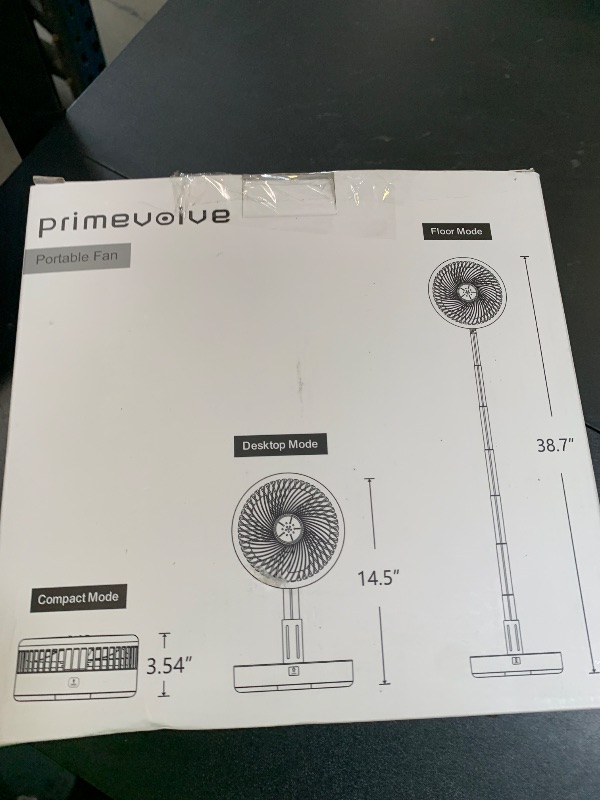 Photo 1 of Primevolve Battery Operated Fan,Portable Rechargeable USB Floor Table Desk Fan with Adjustable Height, 4 Speed Settings Pedestal Fan for Bedroom Camping Travel,Black 7.7"