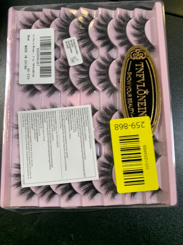 Photo 1 of 14 Pairs Wispy Mink Lashes False Eye Lashes Natural Look 5D Volume 16mm Fake Eyelashes Pack by TNFVLONEINS