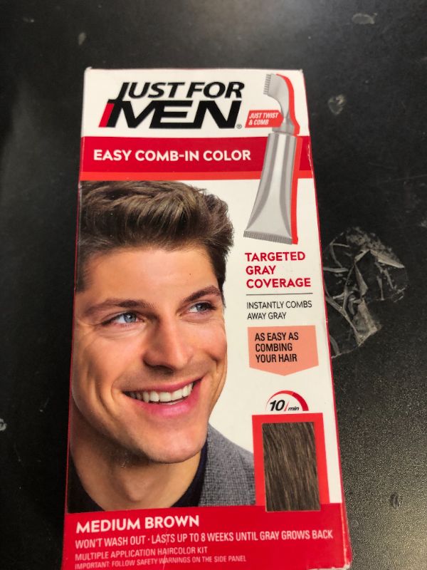 Photo 1 of Just For Men Easy Comb-In Color Mens Hair Dye, Easy No Mix Application with Comb Applicator - Medium Brown, A-35, Pack of 1