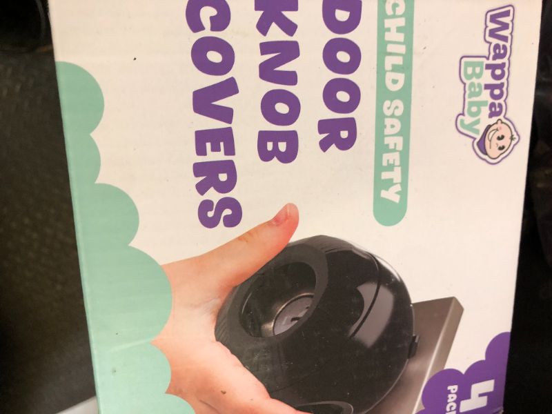 Photo 1 of Child Safety Door Knob Cover (4 Pack) Hard-to-Remove Dual-Lock Door Handle Covers for Kids - Reusable Baby Proof Door Knob Locks - Installs Easily, No Tools Needed (Black)