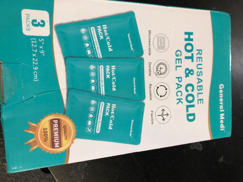 Photo 1 of General Medi Hot & Cold Reusable Gel Pack Compress Wrap - Pack of 3 - Great for Migraine Relief, Sprains, Muscle Pain, Bruises, Injuries