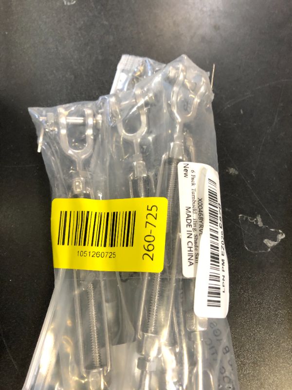Photo 1 of 6 Pack Turnbuckle 3/16(M5) 304 Stainless Steel Turnbuckles, 660 lbs Working Load Limit, Jaw and Jaw Turnbuckle for Cables Wire Rope Tension, Cable Railing, Shade Sail