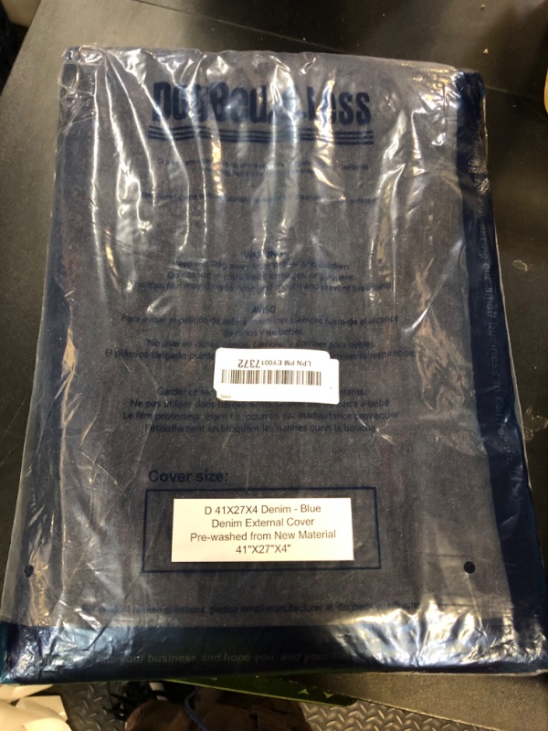 Photo 1 of Dogbed4less DIY Durable Blue Denim Pet Bed External Duvet Cover and Waterproof Internal Case for 41"X27"X4" Large Dog Bed - Replacement Covers only