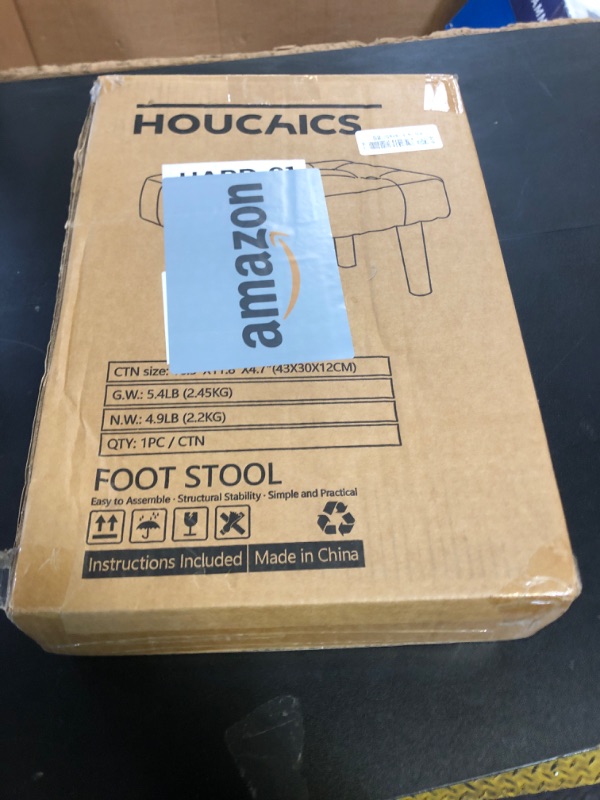 Photo 1 of HOUCHICS Small Footstool Ottoman, Velvet Wooden Foot Stool Ottoman with Wood Legs, Sofa Footrest Extra Seating for Living Room Entryway Office(Grey 1PACK)