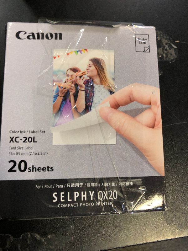 Photo 1 of Canon QX20 Color Ink/Label Set, 4x6 Photo Paper, 20 Sheets, 3.4 x 2.1 Inch, White, Recyclable, Uncoated