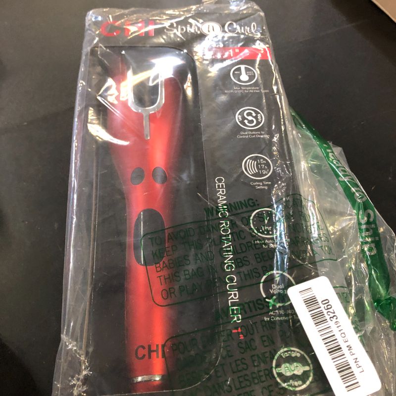 Photo 1 of CHI Spin N Curl, Curling Iron For Healthy & Shiny Effortless Curls & Waves, Provides Preset Temperature Settings For Each Hair Texture, Ruby Red
