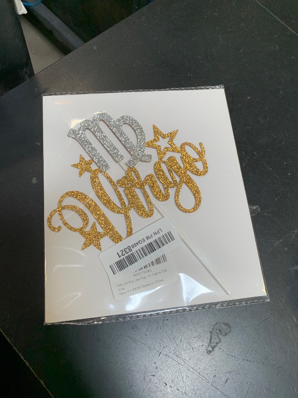 Photo 1 of Virgo Cake Topper, Big Virgo Energy/Virgo Season Birthday Cake Decor, 12 Zodiac Constellation Birthday Party Decoration Supplies, Gold Glitter