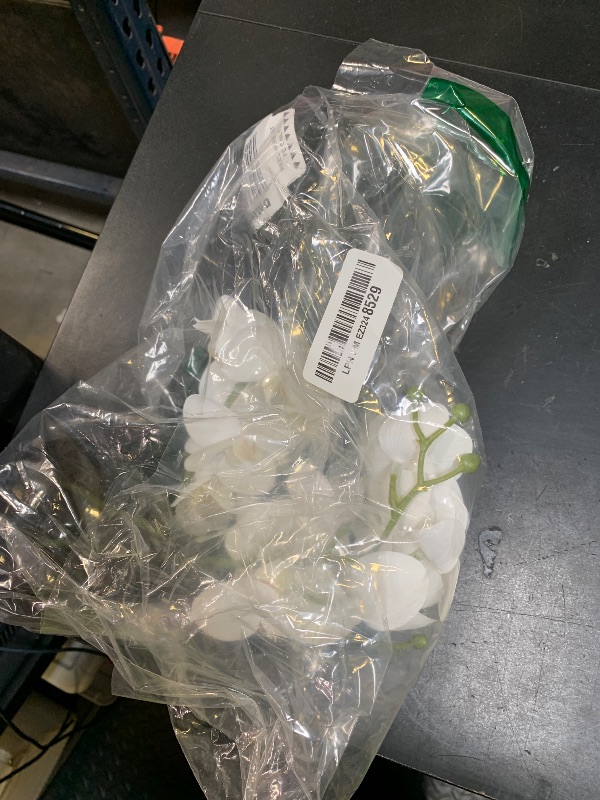 Photo 1 of White Orchids Artificial Flowers Faux Orchid Arrangement with Black Glass Vase Set of 2 Real Touch Phalaenopsis Orchid Flowers Orchid Centerpiece for Dining Room Table