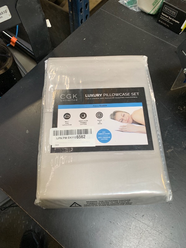 Photo 1 of 100% Cotton Pillow Cases Queen Size - Cooling, Breathable & Soft Pillowcase Covers Set of 2-400 Thread Count Cotton - Wrinkle Free - Machine Washable Protectors - Luxury Hotel Bedding - Light Grey