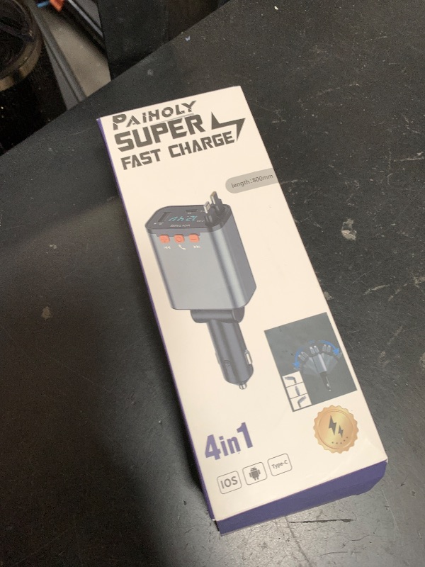 Photo 1 of [2025 Compact] Bluetooth 5.3 Car Adapter, FM Transmitter Bluetooth Car Charger, 4 in 1 Retractable Car Charger for Phone, USB C Fast Charging Adapter for RV SUV Truck, iPhone 17/16/15/14