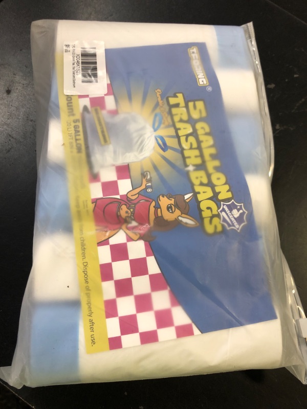 Photo 1 of T.FORING 5 Gallon Trash Bags Drawstring 1.1 Mil - 120 Count 18 Liter Small Garbage Bags for Bathroom, Strong Unscented White Plastic Wastebasket Bin Liners for Kitchen Office Toilet and Bedroom