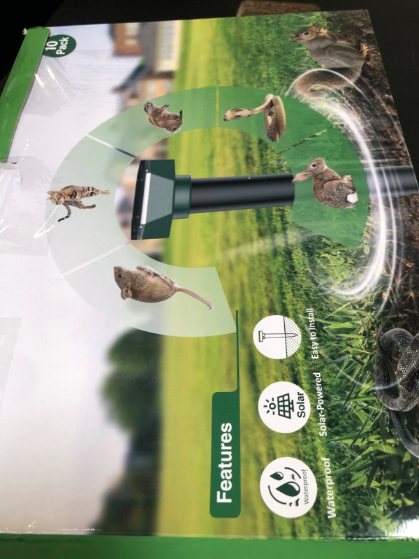 Photo 1 of Snake & Mole & Rabbit Repellent Solar Powered, Ultrasonic Deterrent, IP65 Waterproof, to Get Rid of Vole, Gopher, Groundhog, Rodent, Chipmunk, Raccoon and Skunk for Lawn & Garden, 10 Pack