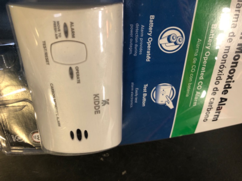 Photo 1 of Kidde Carbon Monoxide Detector, Battery Powered CO Alarm with LEDs, Test-Reset Button, Low Battery Indicator, Portable