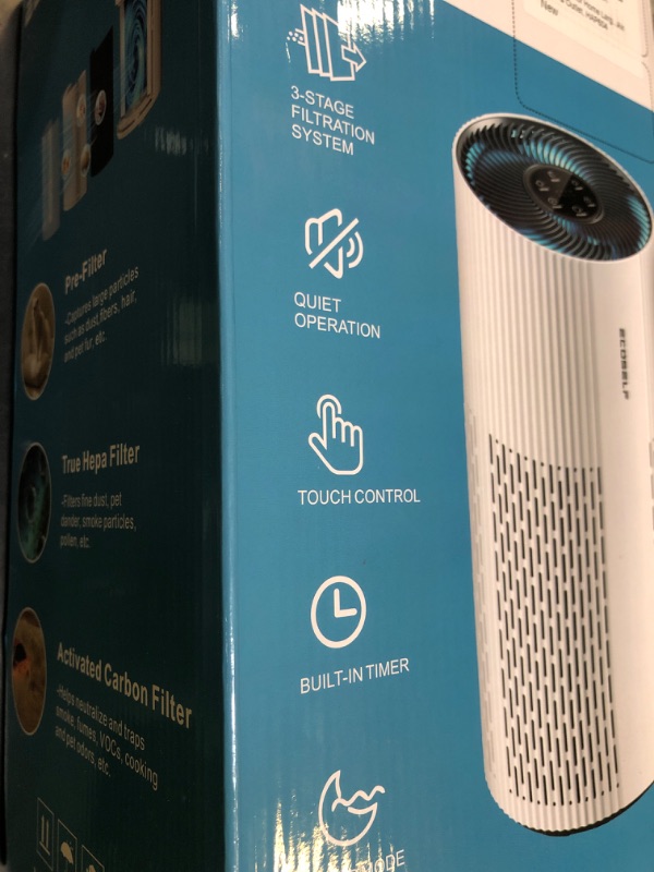 Photo 1 of Air Purifiers for Home Large Room Cover Up to 1500 Ft², with 20dB Sleep Mode, 360° Air Intake & Outlet, HEPA Air Purifier for Bedroom Pets, Air Cleaner with 7 Color Light, HAP604, White