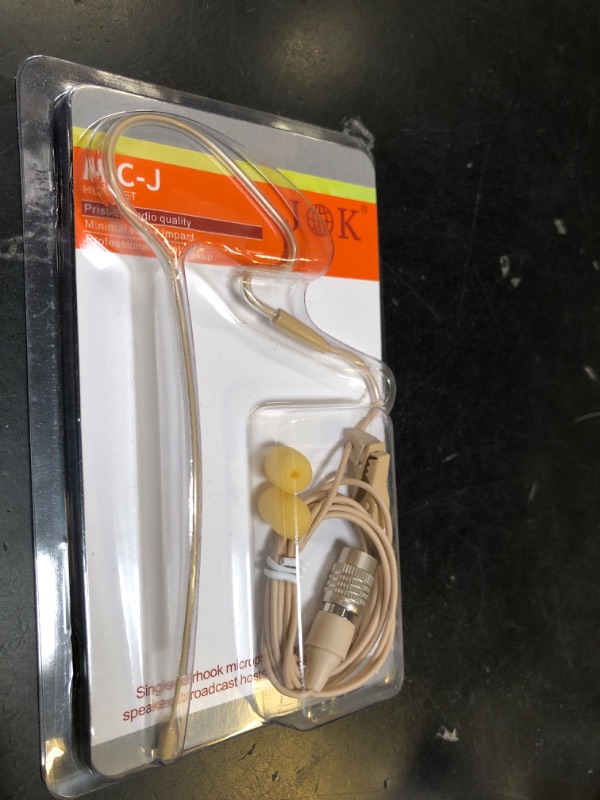 Photo 1 of J K Pro Light Weight Low Profile Single Earhook Headworn Microphone MIC-J S90 Compatible with Audio Technica Wireless Transmitter - 4Pin Hirose Connector