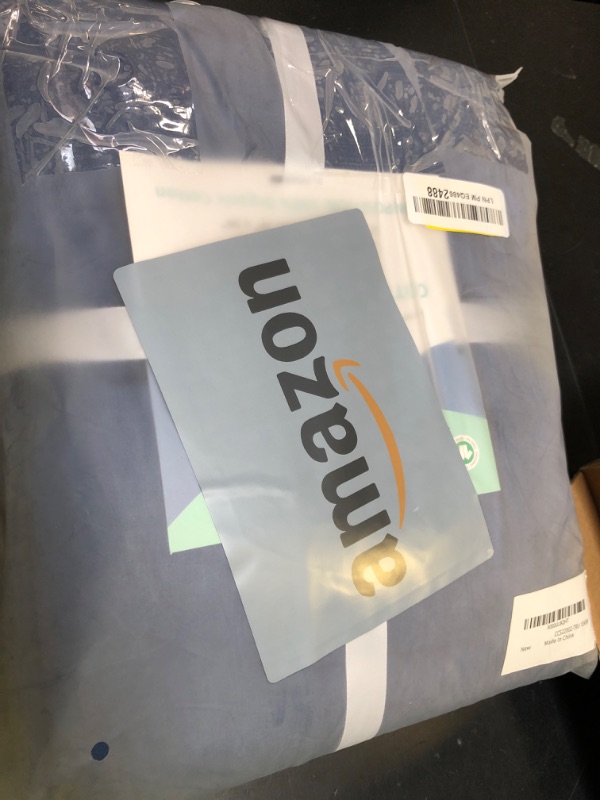 Photo 1 of NEXHOME PRO Duvet Cover Set 100% Washed Cotton California Kingn 104"x98", Organic Natural Linen Look Textured 3 Pieces Bedding Set Royal Navy Klein Blue with Zipper Closure, Soft(No Comforter)