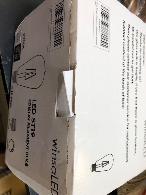 Photo 1 of winsaLED 12 Pack Dimmable LED Light Bulbs 40 Watt Equivalent, Vintage E26 Edison Bulbs, 2700K Soft Warm White 4W LED Bulbs, Antique Filament Decorative Light Bulbs for Light Fixtures