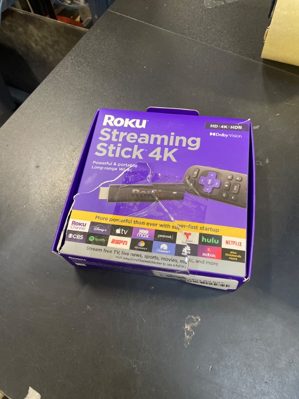 Photo 1 of Roku Streaming Stick 4K - HDR & Dolby Vision Roku Streaming Device for TV with Voice Remote & Long-Range Wi-Fi - Free & Live TV