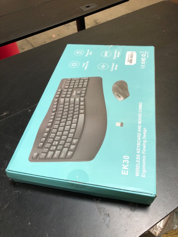 Photo 1 of Wireless Keyboard and Mouse Combo,2.4G Full Size Wave Keys Ergonomic Keyboard with Wrist Rest for Natural Typing, 3 DPI Adjustable Ergonomic Silent Mouse for Computer/Laptop/Windows/Mac (Black)