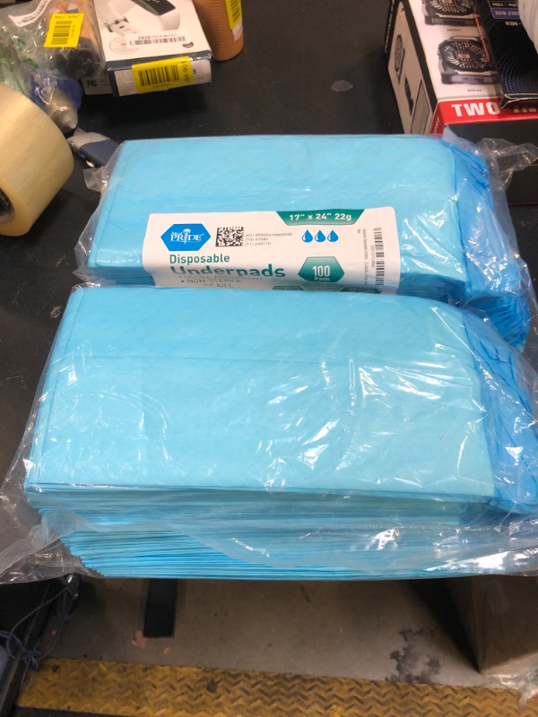 Photo 1 of Medpride Disposable Underpads 17'' x 24'' (100-Count) Incontinence Pads, Bed Covers, Puppy Training | Thick, Super Absorbent Protection for Kids, Adults, Elderly | Liquid, Urine, Accidents