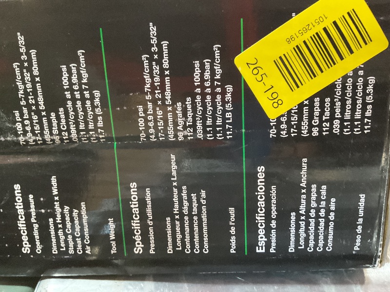 Photo 1 of **MISSING ASSEMBLY PIECES*** Metabo HPT 2-in-1 Flooring Nailer & Stapler, Accepts 16-Gauge L-Shaped Cleat Nails &15.5-Gauge 1/2-Inch Crown Flooring Staples, Mallet Actuated Pneumatic Operation, N5010AC