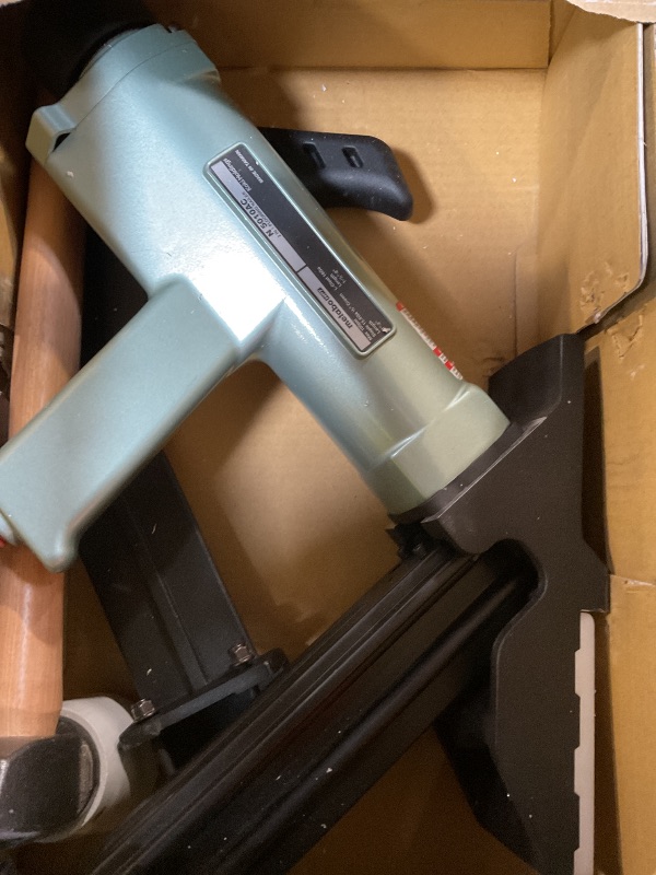 Photo 1 of **MISSING ASSEMBLY PIECES*** Metabo HPT 2-in-1 Flooring Nailer & Stapler, Accepts 16-Gauge L-Shaped Cleat Nails &15.5-Gauge 1/2-Inch Crown Flooring Staples, Mallet Actuated Pneumatic Operation, N5010AC