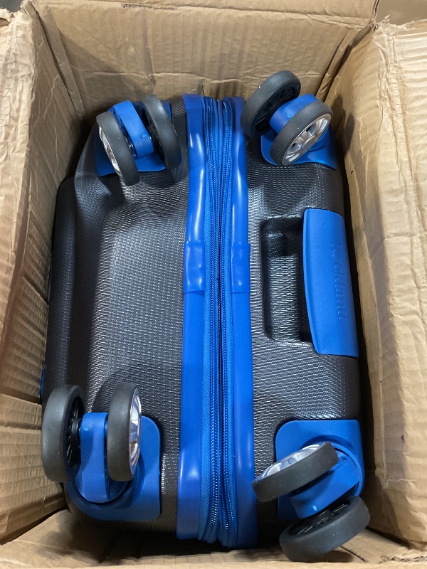 Photo 1 of **DAMAGED CORNER NEAR WHEEL** Rockland Melbourne Hardside Expandable Spinner Wheel Luggage, Grey, Carry-On 20-Inch