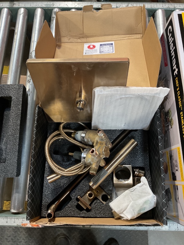 Photo 1 of **PARTS ONLY**Delta Modern 14 Series Square Rain Shower System Faucet Set, Rainfall Brushed Gold Shower Head and Handle Set, Valve Trim Kit, 10 Inch, Champagne Bronze 342701-CZ