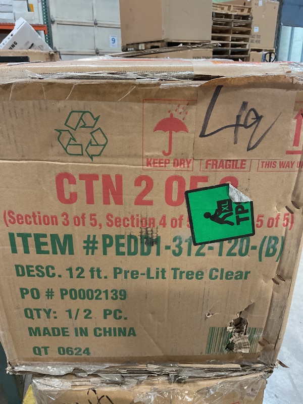 Photo 1 of **PARTIAL SET**National Tree Company Pre-Lit 'Feel Real' Artificial Giant Full Downswept Christmas Tree, Green, Douglas Fir, White Lights, Includes Stand, 12 feet