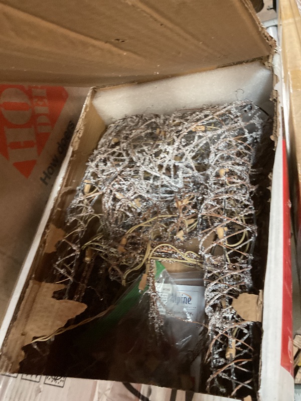 Photo 1 of Alpine Corporation 35" Tall Outdoor Rattan Reindeer Lawn Decoration with 50 White LED Lights, Indoor/Outdoor Christmas Holiday Yard Decor Garden Display