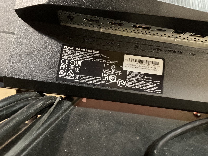 Photo 1 of ***HAS DAMAGES/ LINE ON DISPLAY WHEN POWERED ON**** MSI MPG 321URX QD-OLED, 32" 4K UHD Quantum Dot OLED Gaming Monitor, 3840 x 2160, 0.03ms, 240Hz, True Black HDR 400, 90W USB Type C, HDMI, DP Port